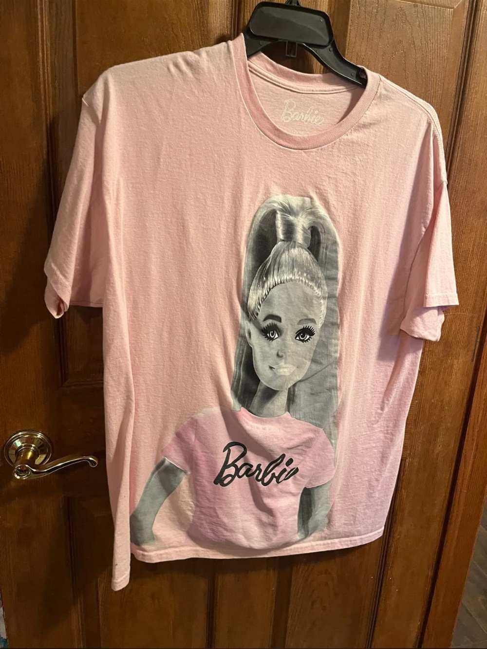 Barbie Light Pink Graphic Tee with Doll Portrait